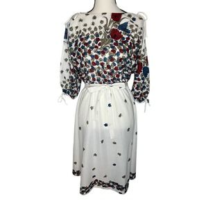 Vintage Sunshine Alley White & Floral Blouson Dress Size 6